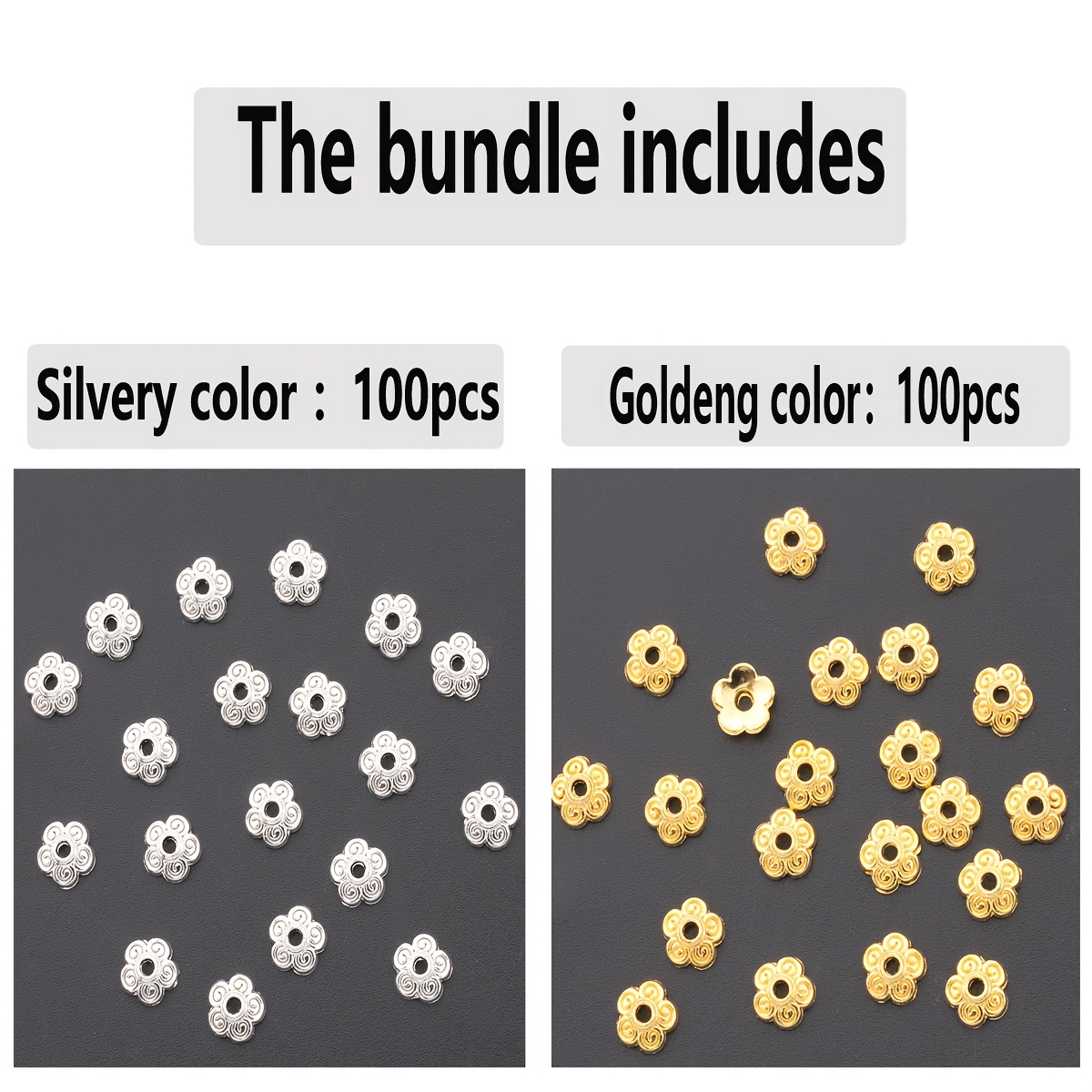 200pcs 6mm Threaded Pattern Bead Caps for Handmade Jewellery